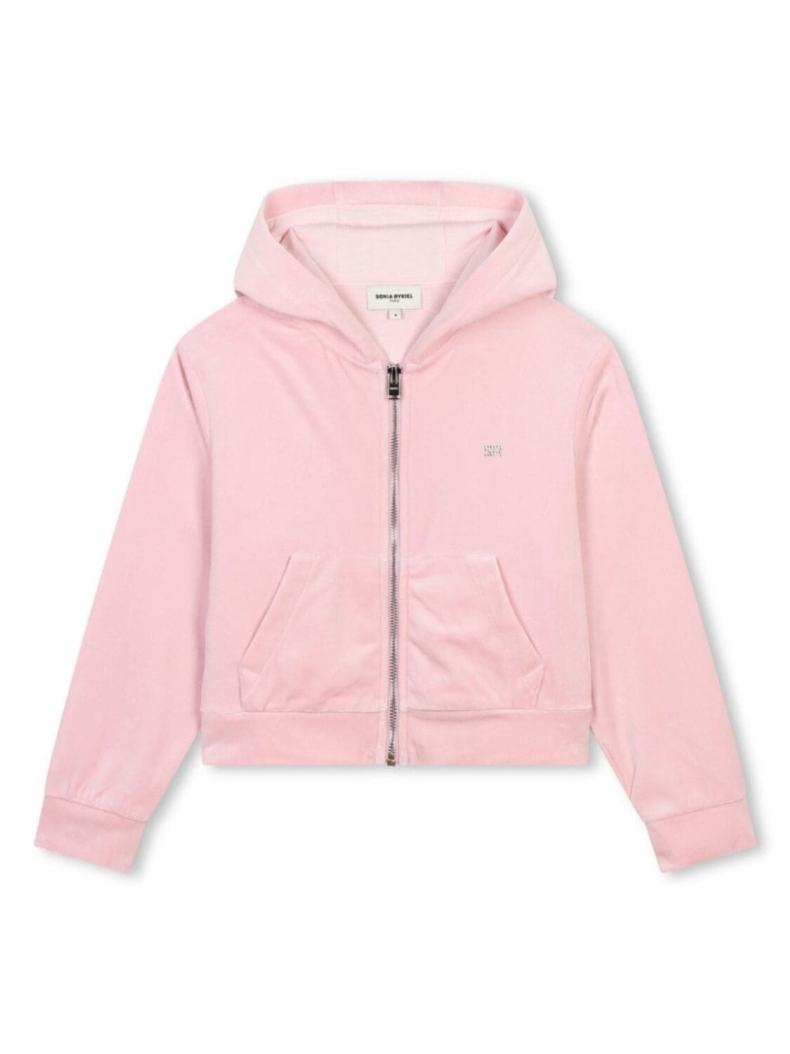 

SONIA RYKIEL ENFANT бархатное худи с логотипом, розовый