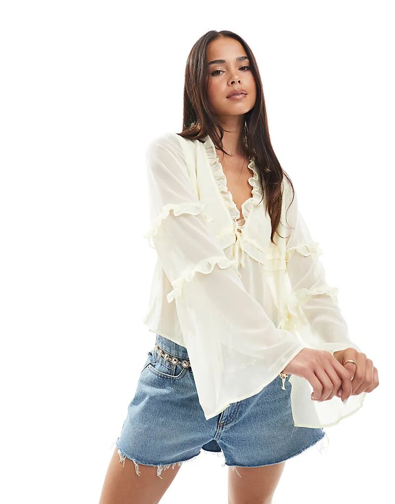 

Шифоновая блузка с оборками ASOS DESIGN цвета экрю