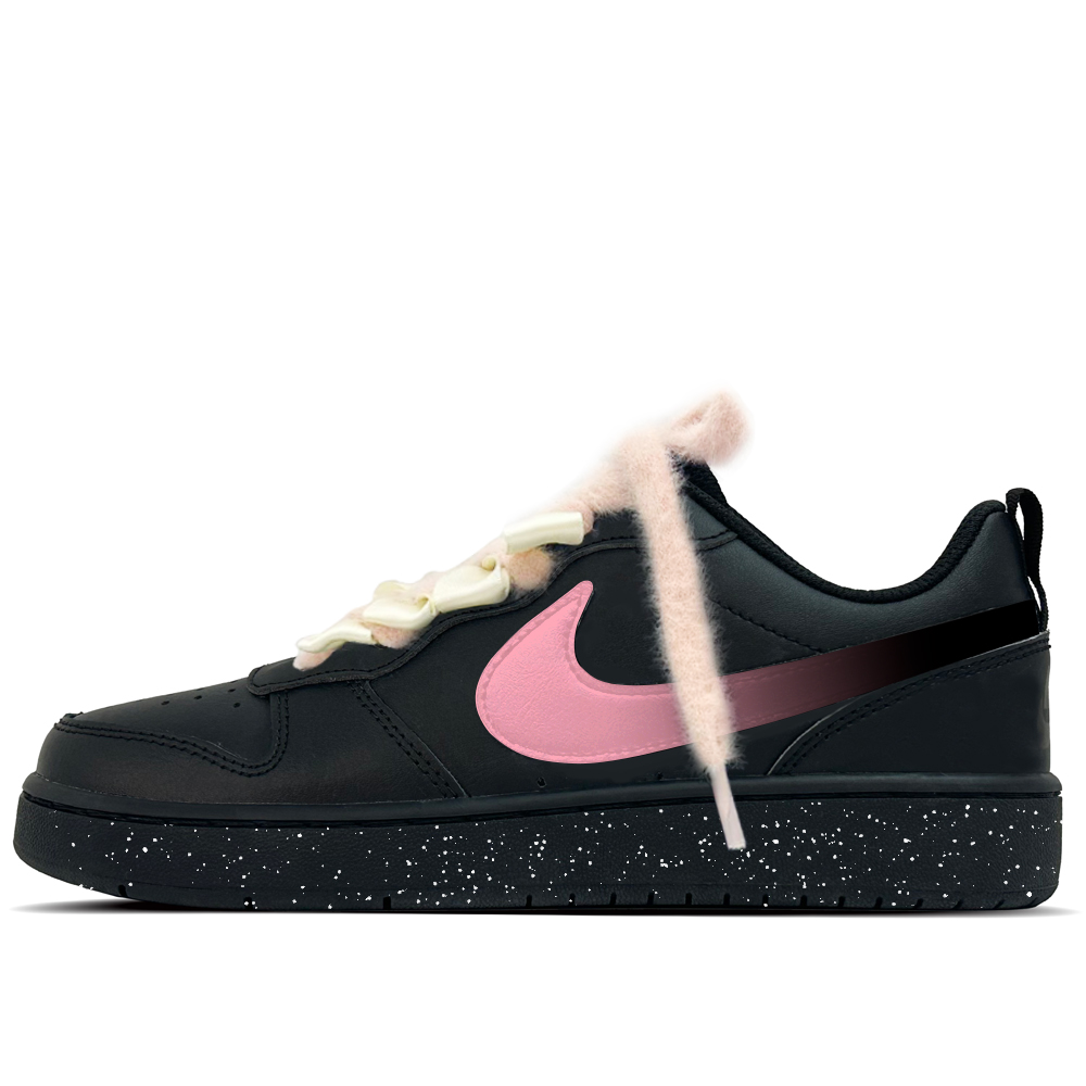 

Nike Court Borough Ink Nebula Leather Slip Resistant Abrasion Resistant Low top Kids' Skateboarding Shoes Black