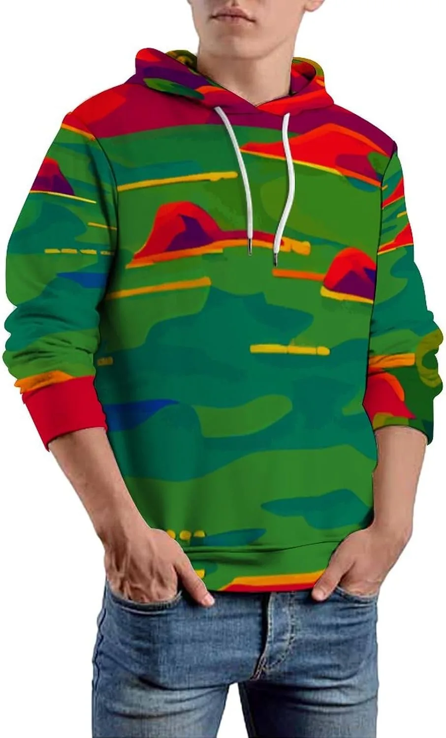 

Мужская толстовка с капюшоном Sun Sea Mountain-art PIVUWXOB