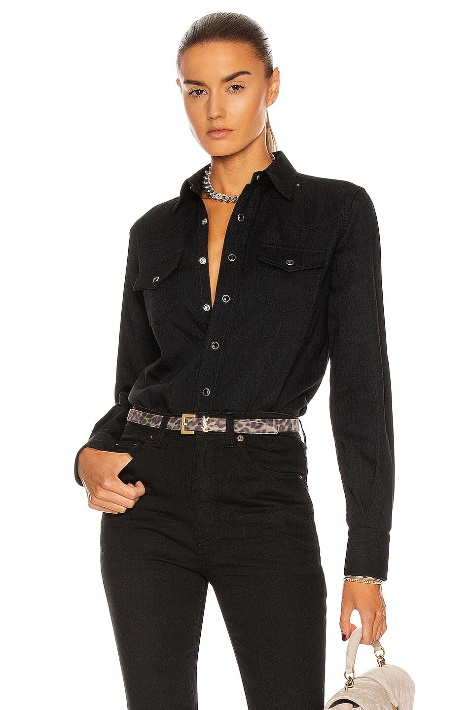 

Рубашка Saint Laurent Denim Shirt, цвет Black Rinse