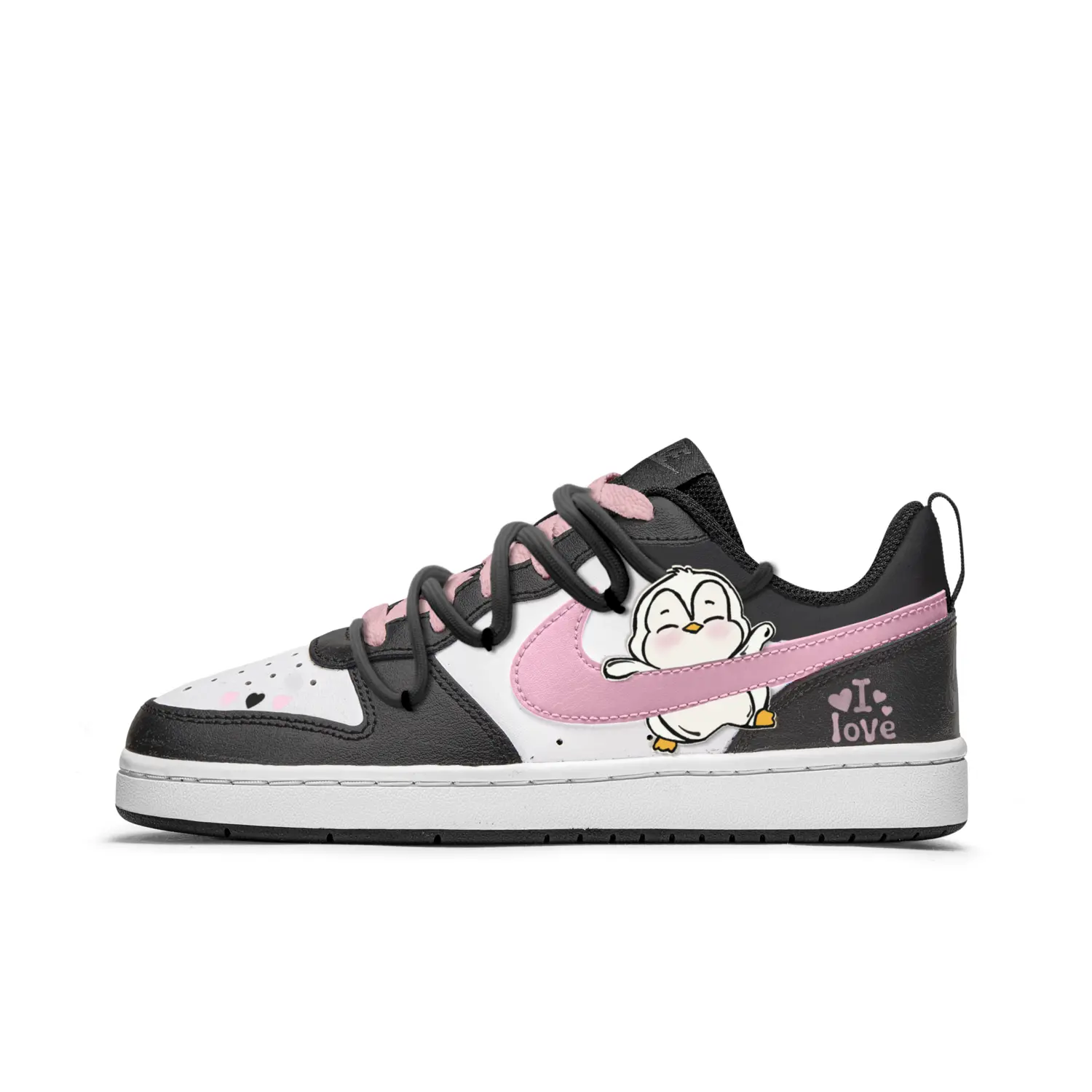 

Кроссовки Nike Court Borough Kids' Skateboarding Shoes Grade School, черный/розовый