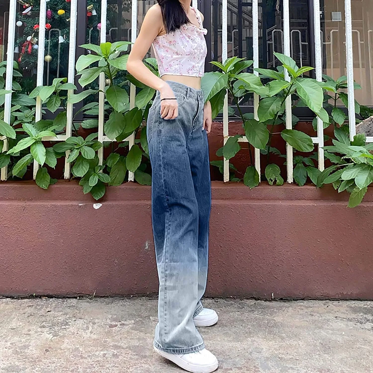 Женские джинсы Wide Leg Ombre Color High Waisted Stretch — фото 4
