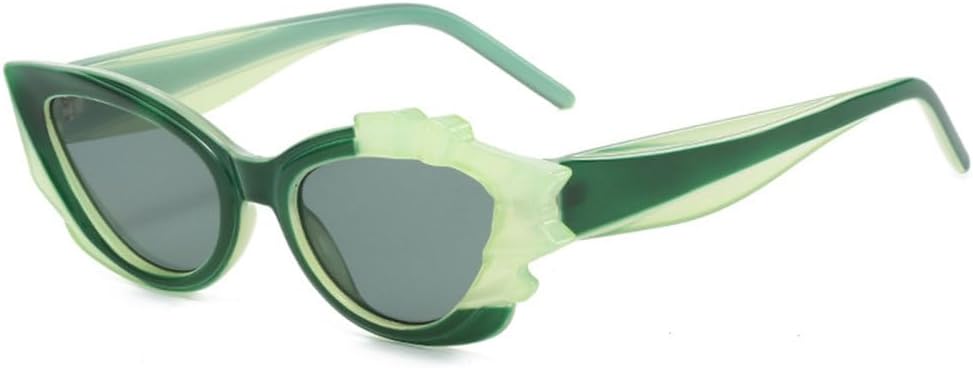 

Модные солнцезащитные очки «кошачий глаз» для женщин, роскошные, в маленькой оправе, оранжевые, трендовые женские очки с защитой от УФ-излучения UV400 LJTJTAV, Green-lightgray