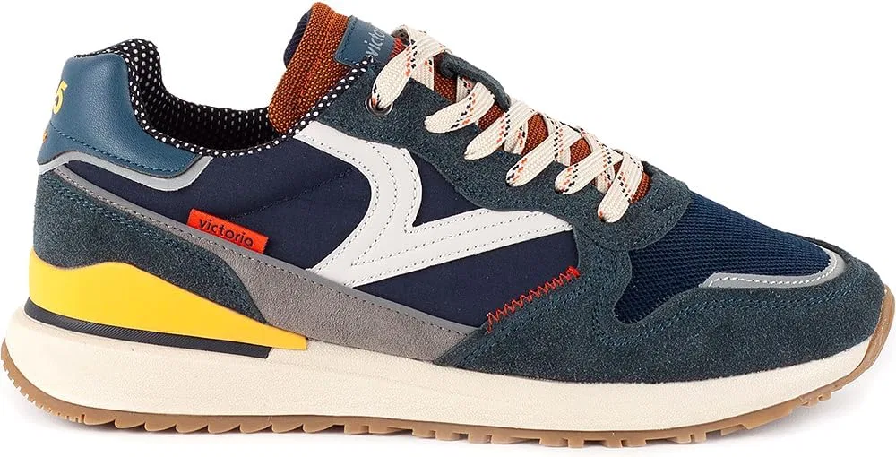 Мужские низкие кроссовки Victoria 1985 Low-Top Leggera из нейлона, цветной и натуральной кожи с ретро-логотипом, артикул 8802111, Navy Blue