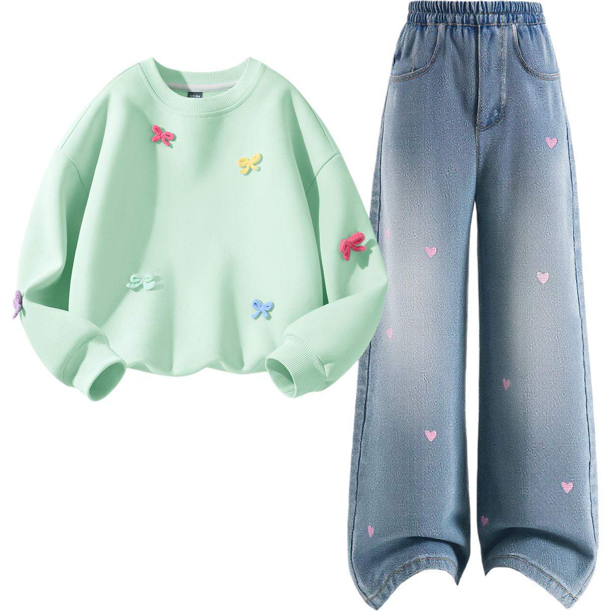 Детская повседневная спортивная одежда Disney, Solid Color Lotus Pink+Solid Color Sea Salt Blue — фото 2