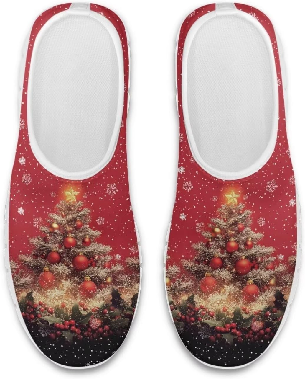 

Кроссовки Belidome Slip On для женщин и мужчин, для ходьбы, бега по дороге и тенниса, низкие, дышащие, сетчатые, Christmas Tree