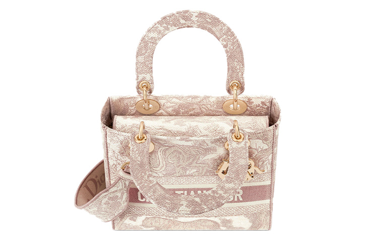 DIOR Lady D Lite Fabric Lady Bag, сумка, через плечо, кроссбоди среднего размера, женская, розовый — фото 4
