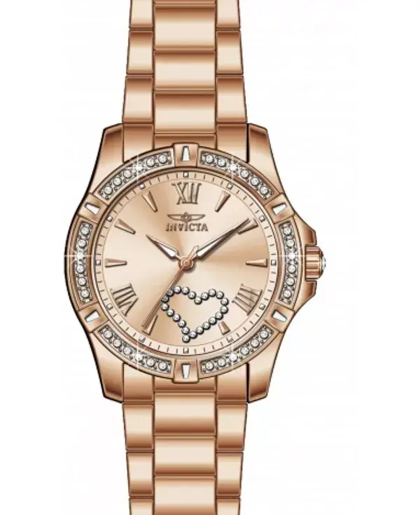 

Женские кварцевые часы Angel 49843 с двумя стрелками и циферблатом из розового золота Invicta, gold