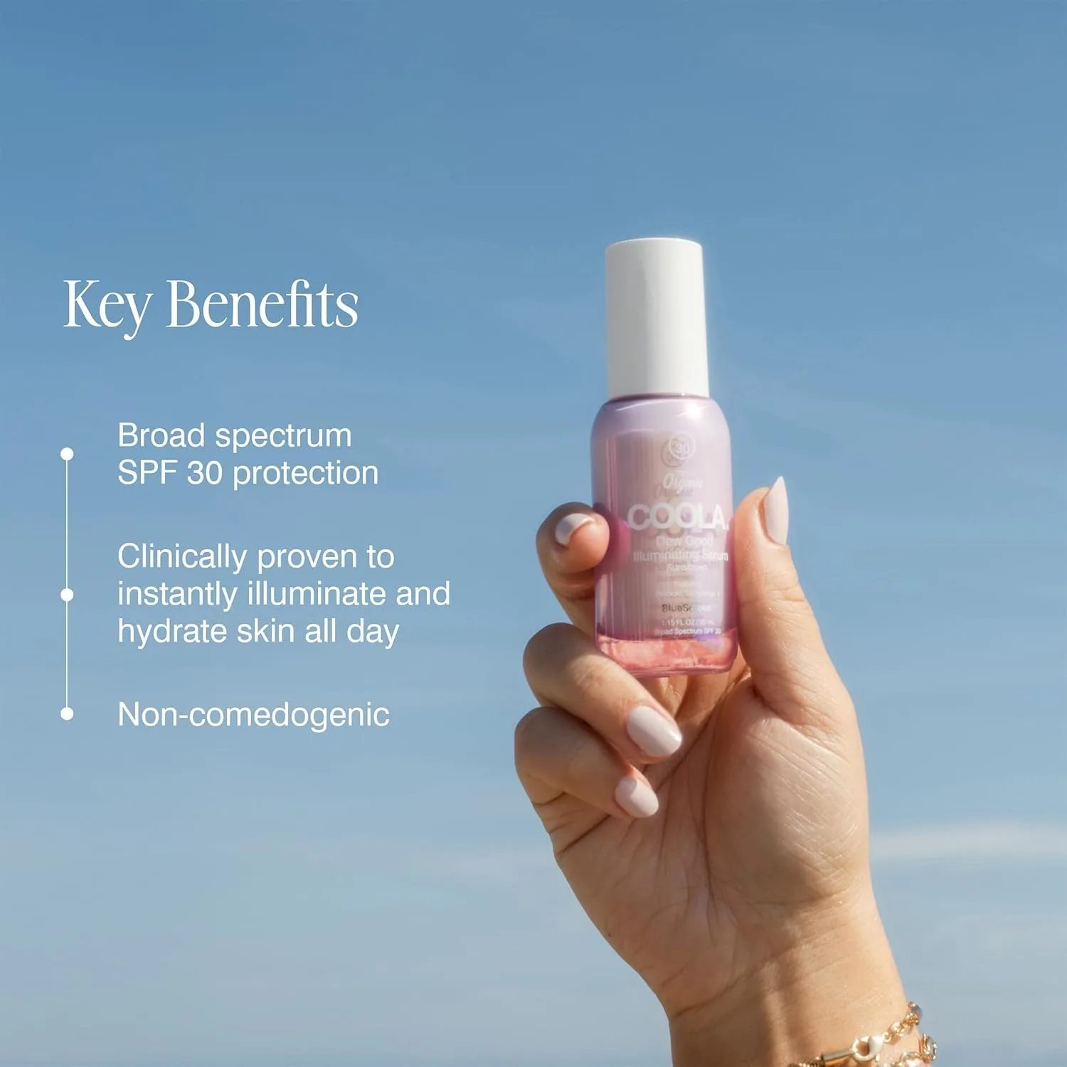 COOLA Organic Dew Good Illuminating Probiotic Serum with SPF 30, Dermatologist tested Sunscreen with Plant-Derived BlueScreen Digital De-Stress Technology, 1.15 Fl Oz, Sheer — фото 4