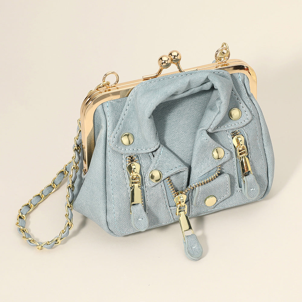 

Кожаная мотоциклетная куртка Сумка через плечо FASHNZFAB, светло-голубой