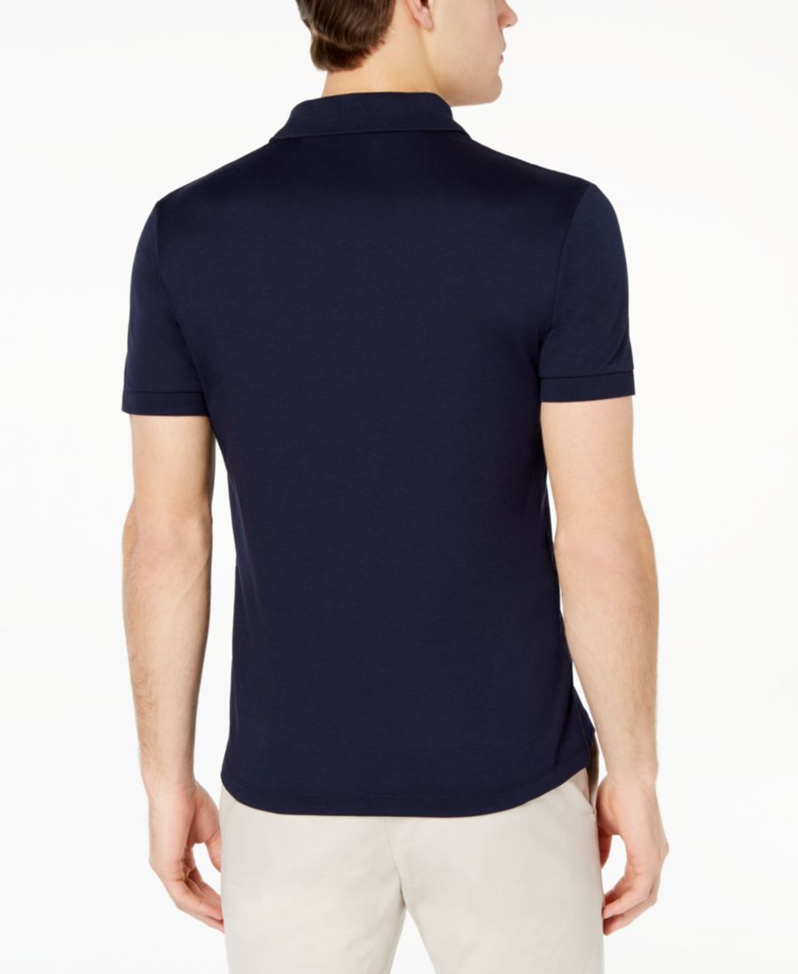 Мужская поло-рубашка Lacoste 166, стандартный крой, мягкая на ощупь, темно-синий — фото 2