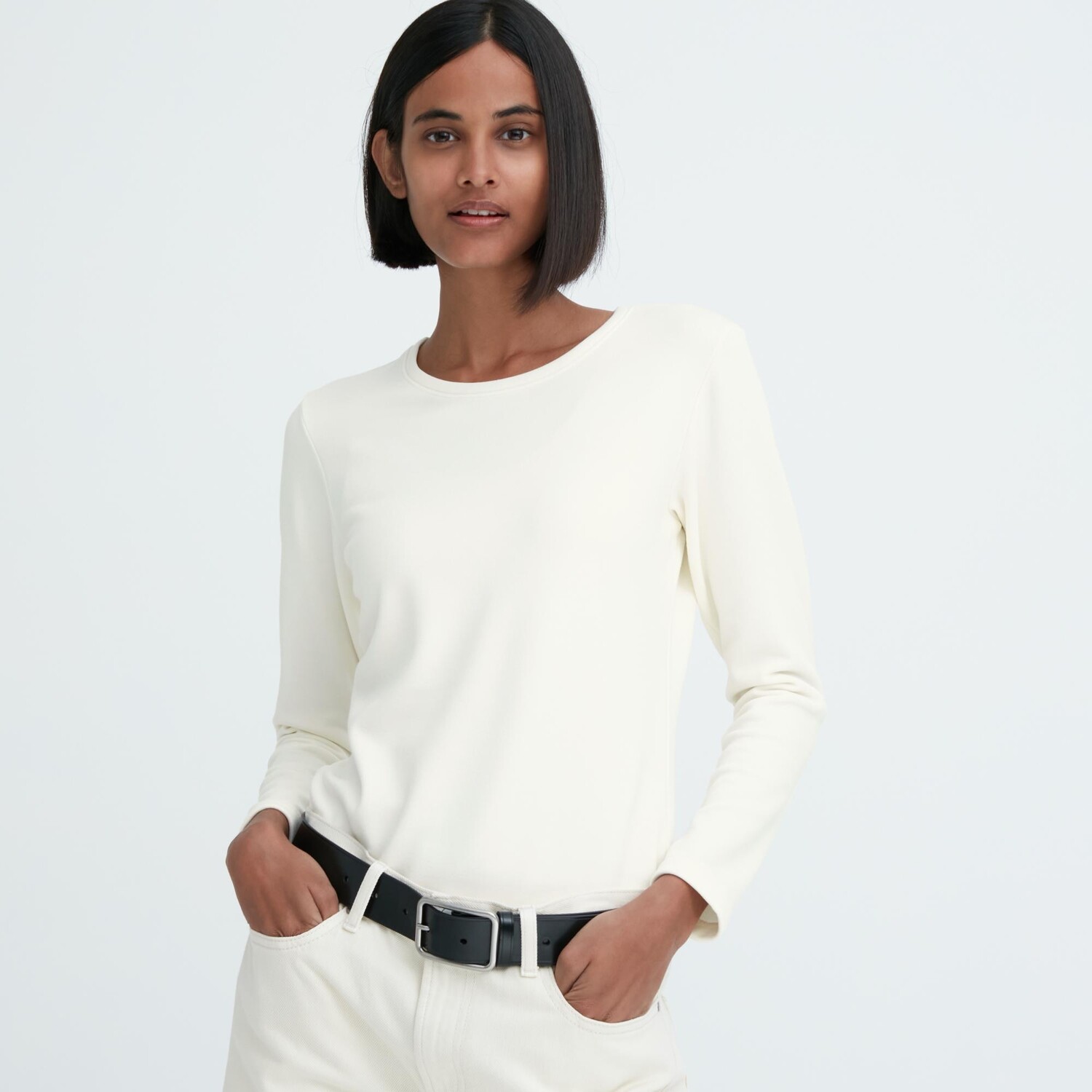 

Футболка Uniqlo Heattech Ultra Warm с круглым вырезом, молочный