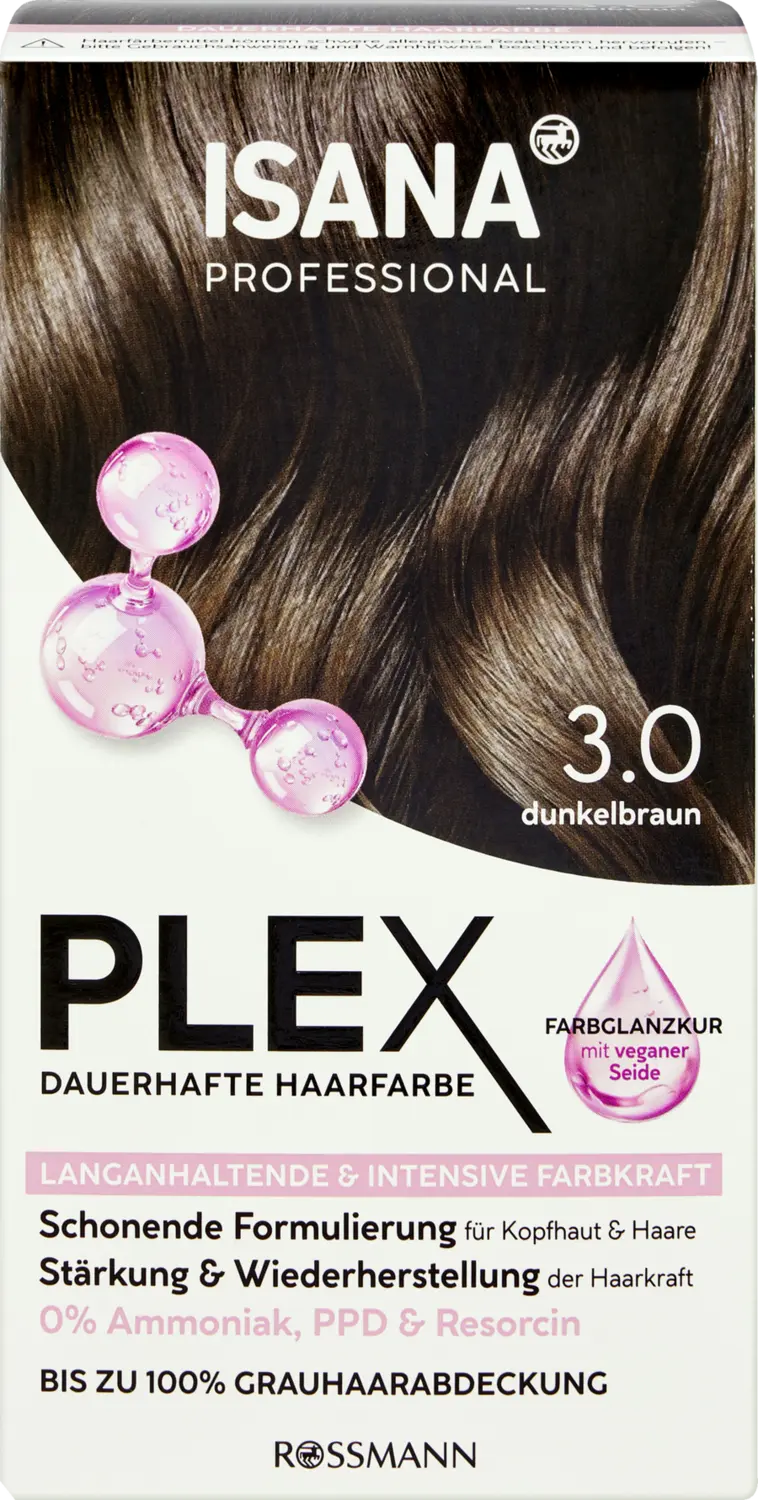 

Краска для волос ISANA PROFESSIONAL Plex dauerhafte Haarfarbe 3.0 Dunkelbraun