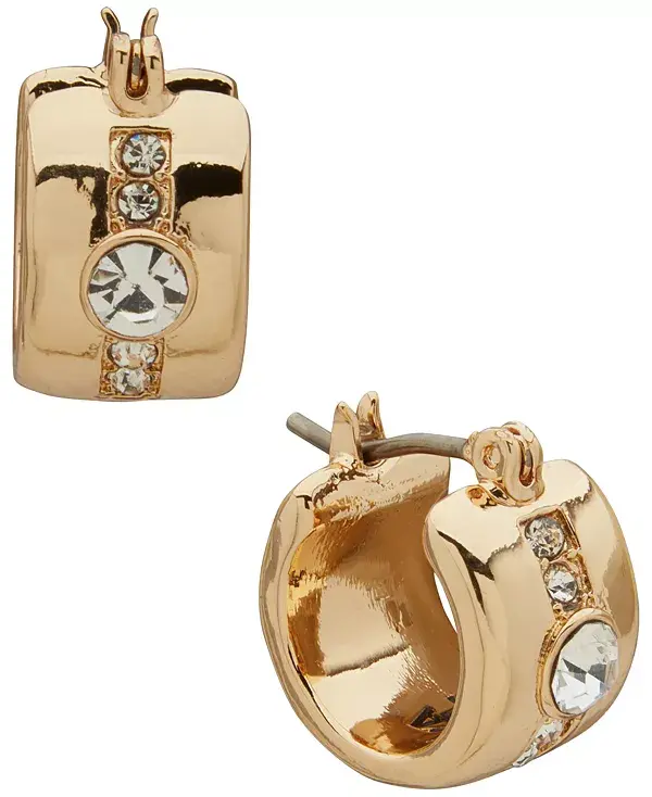 

Широкие серьги-кольца с каменным паве Karl Lagerfeld Paris, gold-tone