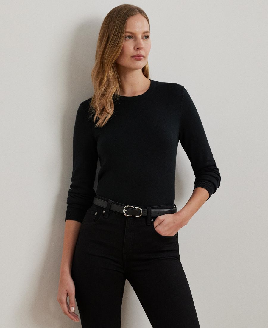 

Женский свитер из смесовой хлопковой ткани, размеры P/XS-XXL Lauren Ralph Lauren, Black