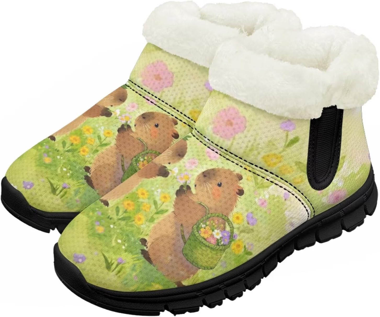 

Зимние сапоги Chririnla для девочек, детские сапожки для малышей и мальчиков, теплые обувь с меховой подкладкой, нескользящие модные короткие ботинки, Cute Capybara