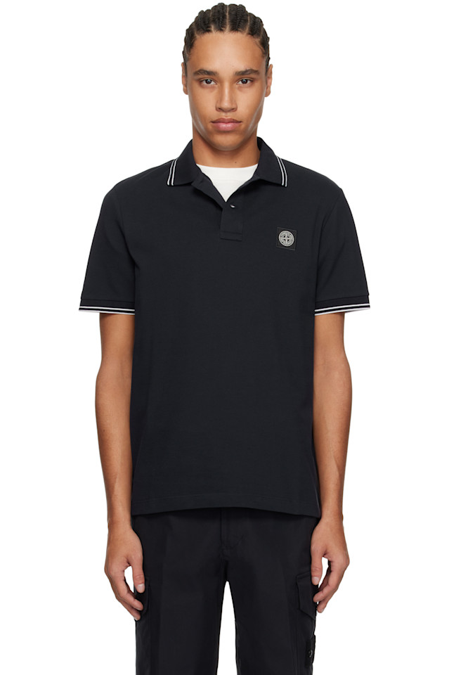 

Органик хлопок эластан пике поло Stone Island, синий