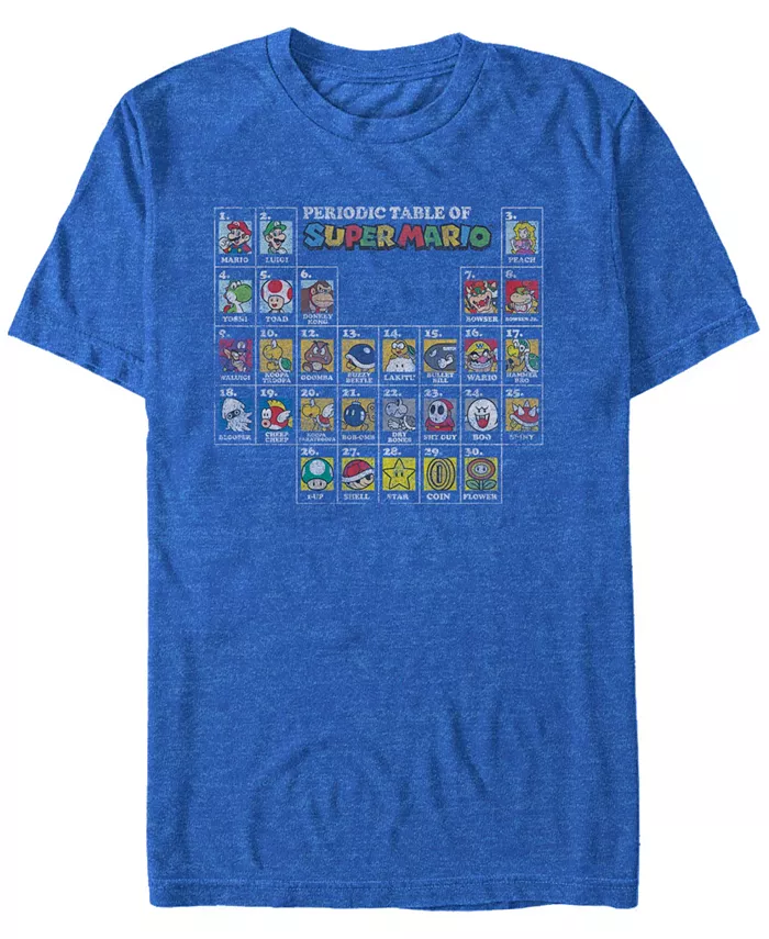 

Футболка с коротким рукавом Nintendo для мужчин Super Mario The Super Periodic Table Fifth Sun, синий