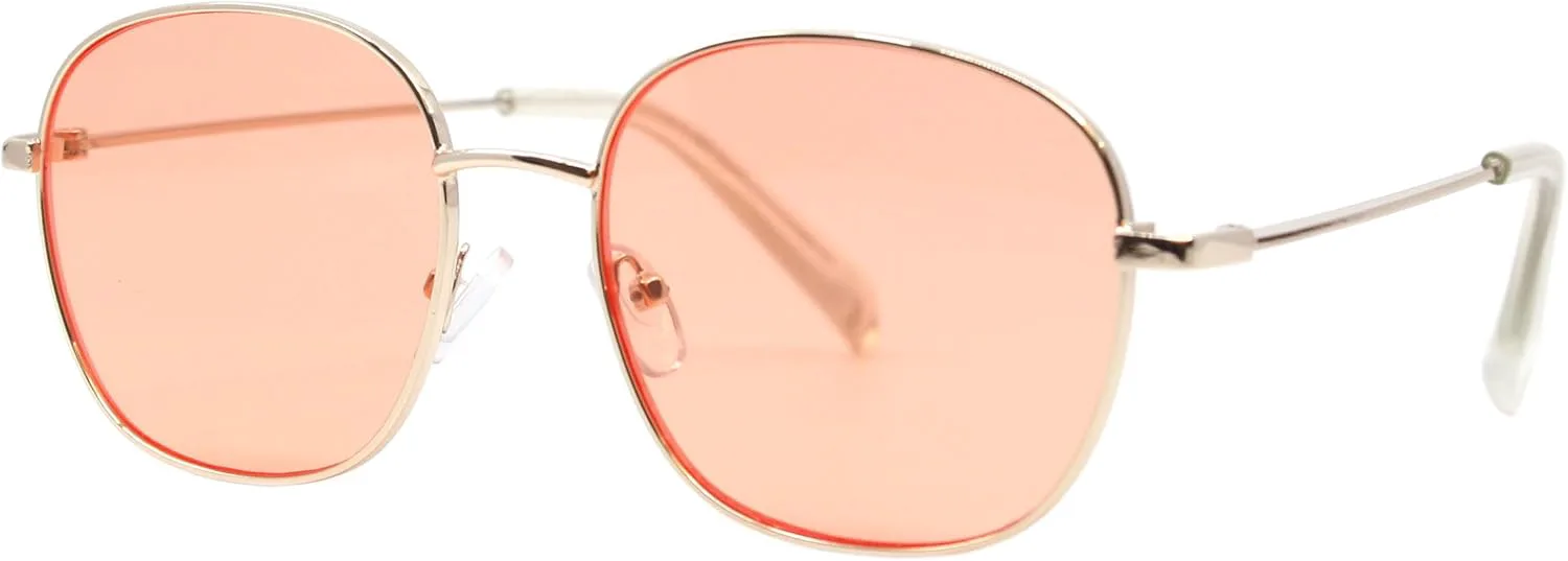 

Солнцезащитные очки PASTL с закругленными и квадратными линзами для женщин и мужчин, тонкая, легкая металлическая оправа, защита от ультрафиолета UV400, Gold (Peach)