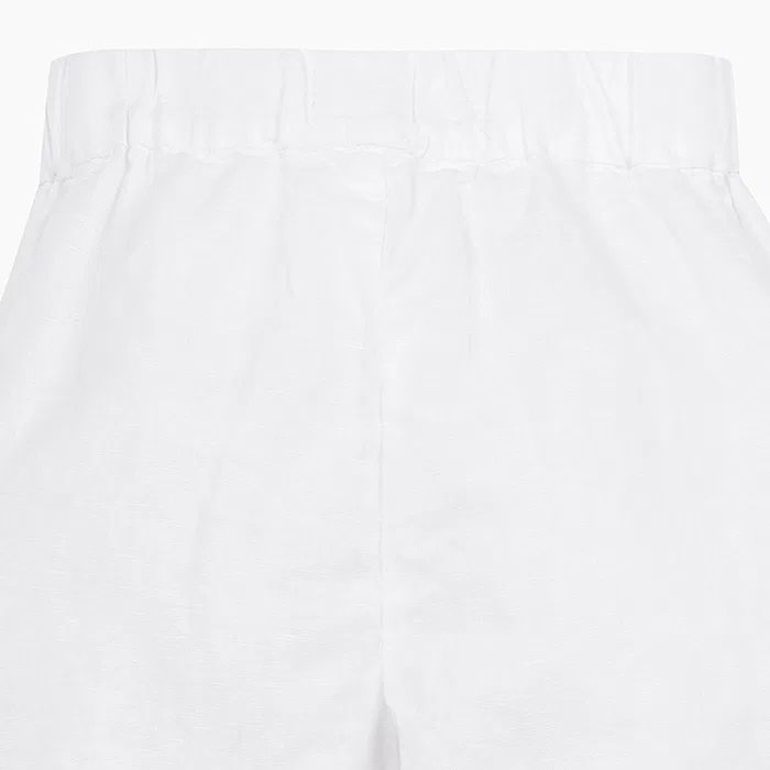 Детские широкие брюки из льна и хлопка белые от Benetton Kids — фото 4