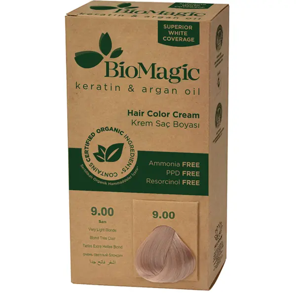 

Краска для волос очень светлый блондин 9.00, 250 г Biomagic Keratin&Argan oil, цвет jasny blond 9.00