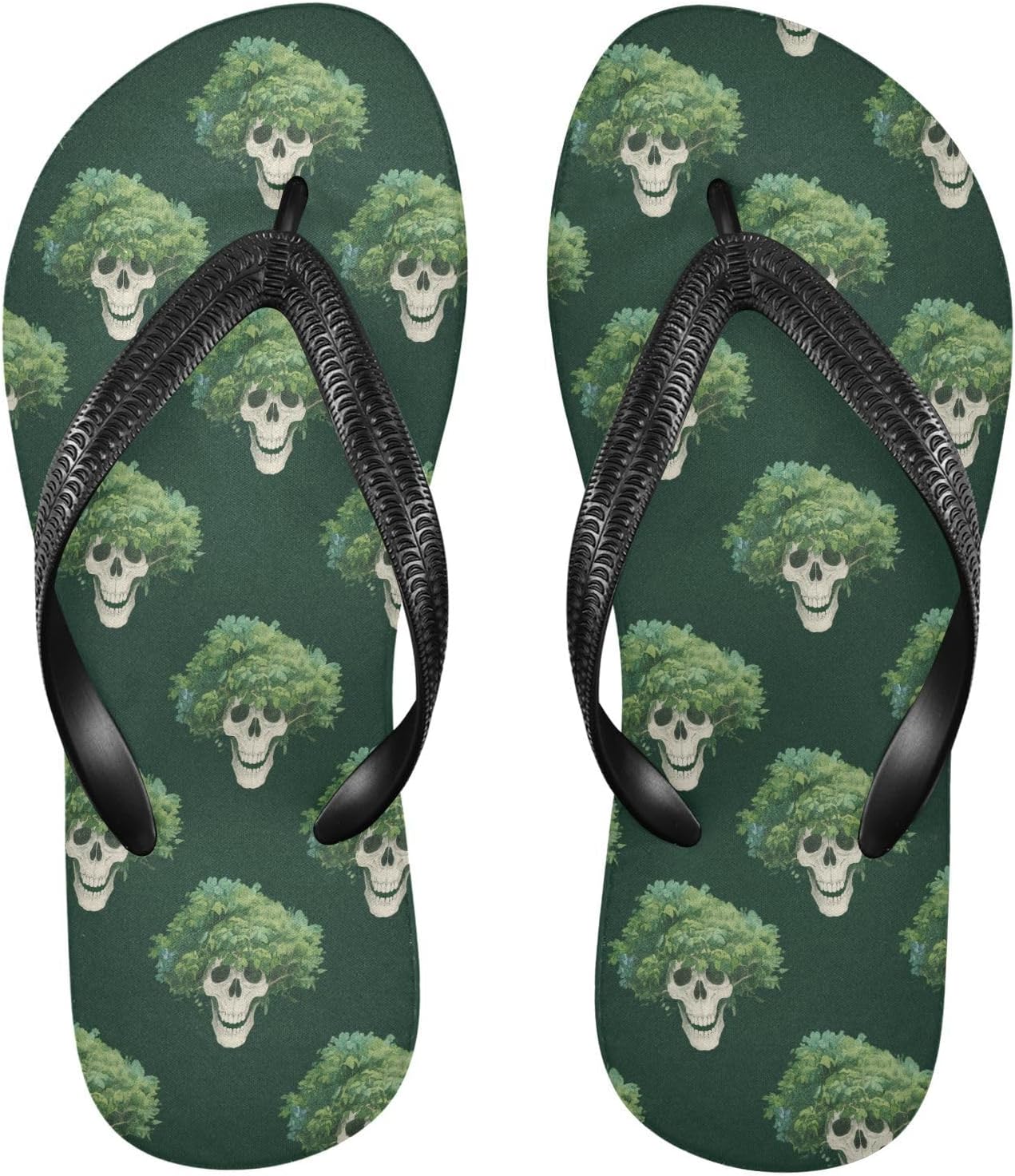 

Женские и мужские пляжные шлепанцы Skull Plant зеленого цвета для лета и повседневной носки 2301754 Kfbe