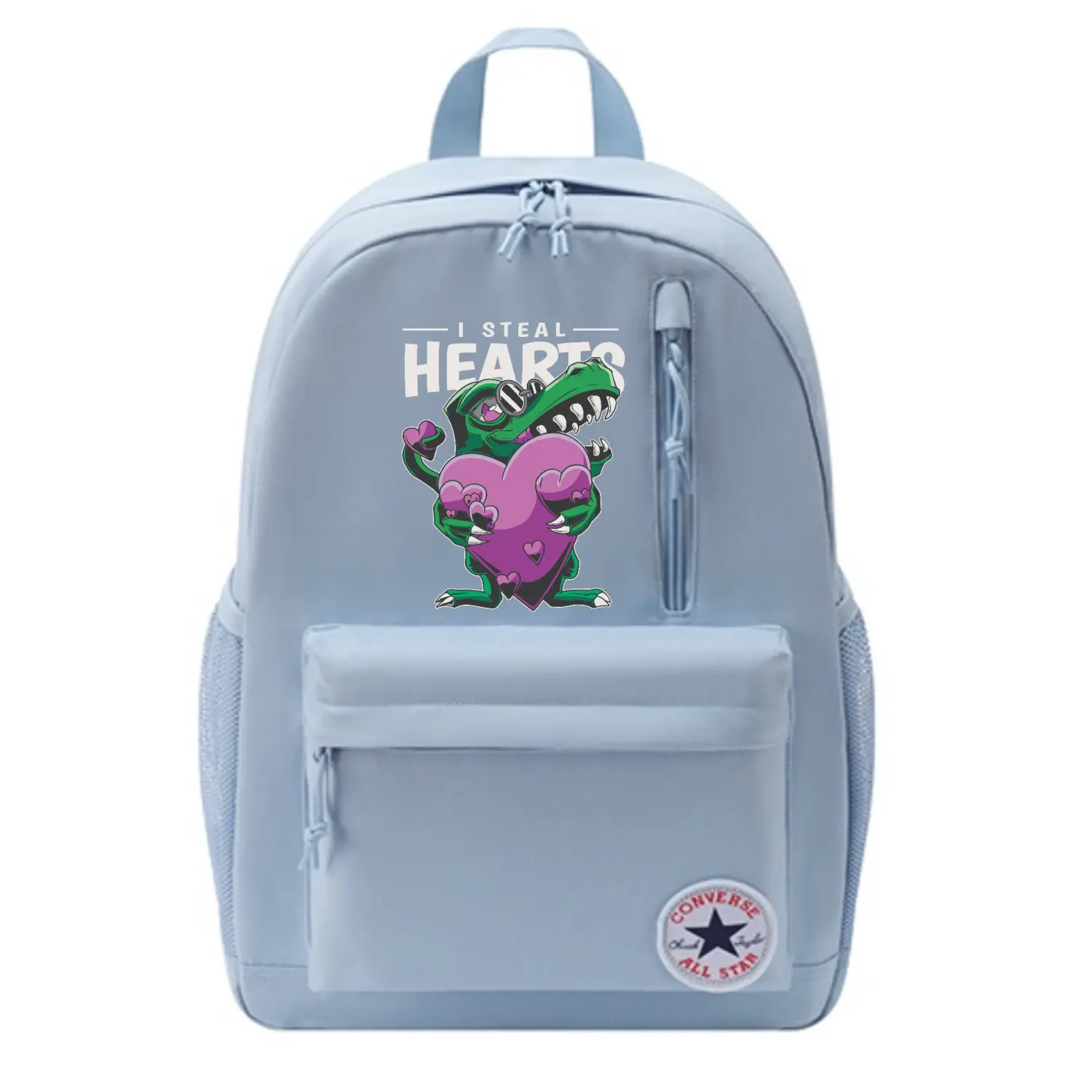 

Converse Полиэстеровый рюкзак унисекс светло-дымчато-голубой, Heart Dinosaur