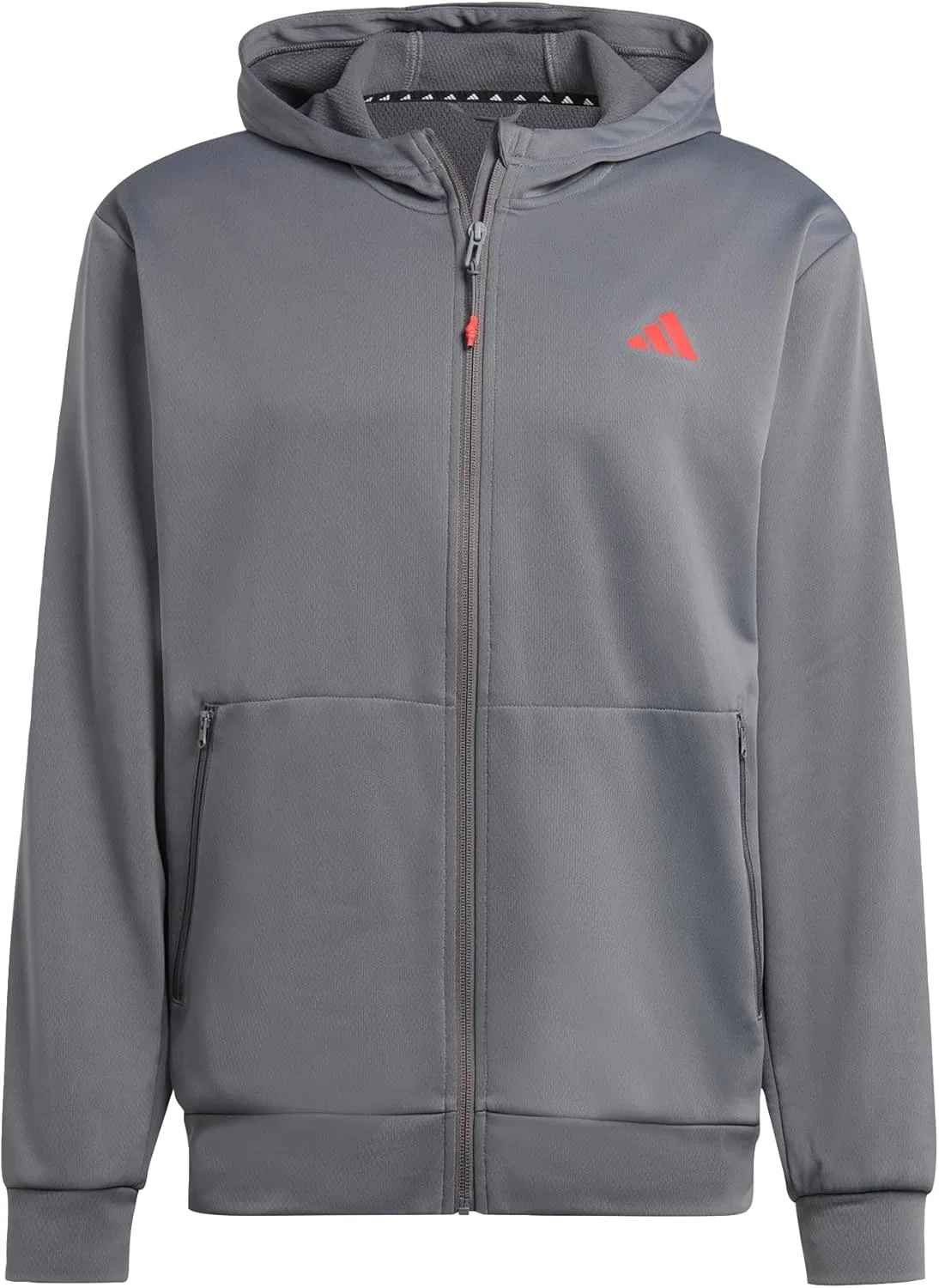 Куртка тренировочная adidas, цвет Grey/Better Scarlet — фото 3