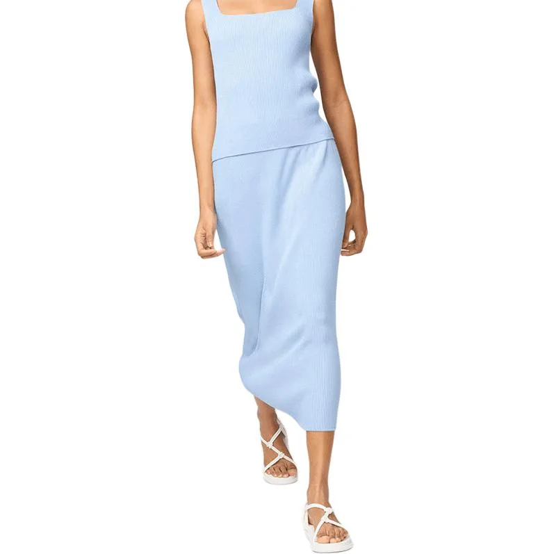 Коллекция C от Клэр Уэйт Келлер SS26 вязаная длинная юбка Women's UNIQLO, 61 aqua синий