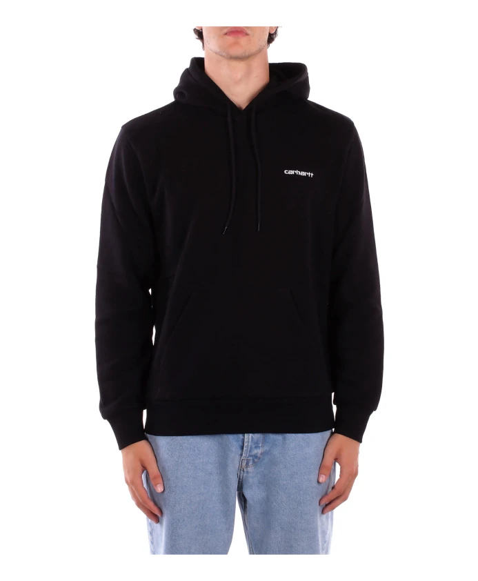 

Черная толстовка с капюшоном, логотипом и передним карманом. Carhartt Wip, черный