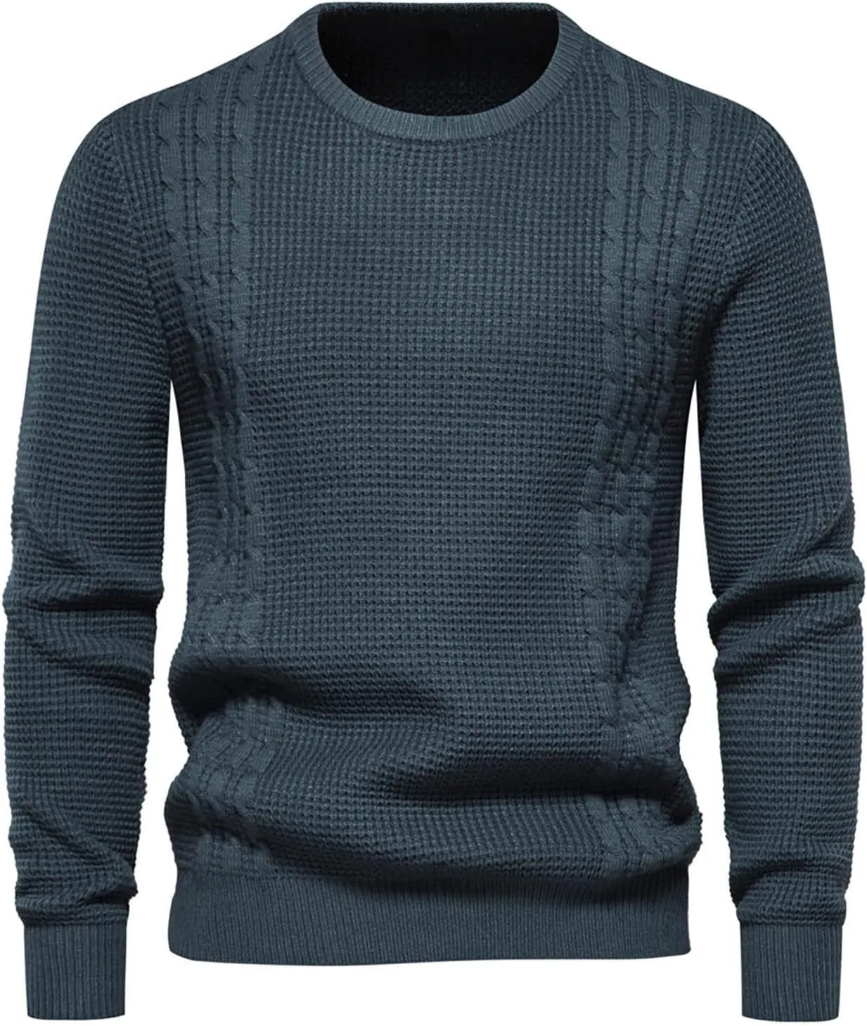 

Мужской свитер с круглым вырезом Slim Fit, клетчатый и однотонный, с длинными рукавами Uillui