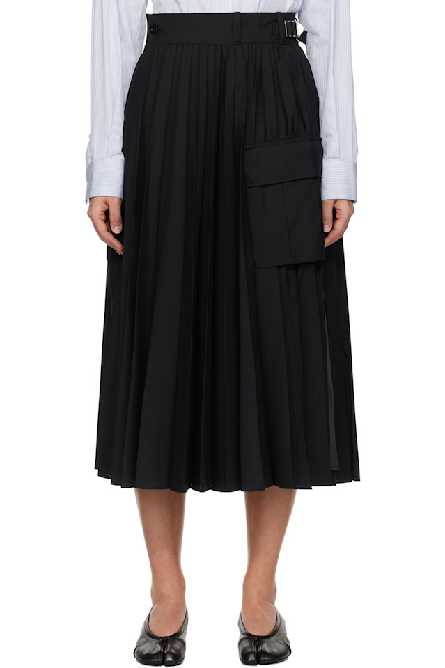 

Юбка миди из костюмной ткани Sacai, черный