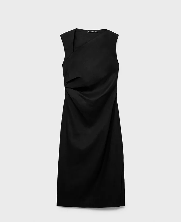 

Женское асимметричное льняное платье MANGO, черный