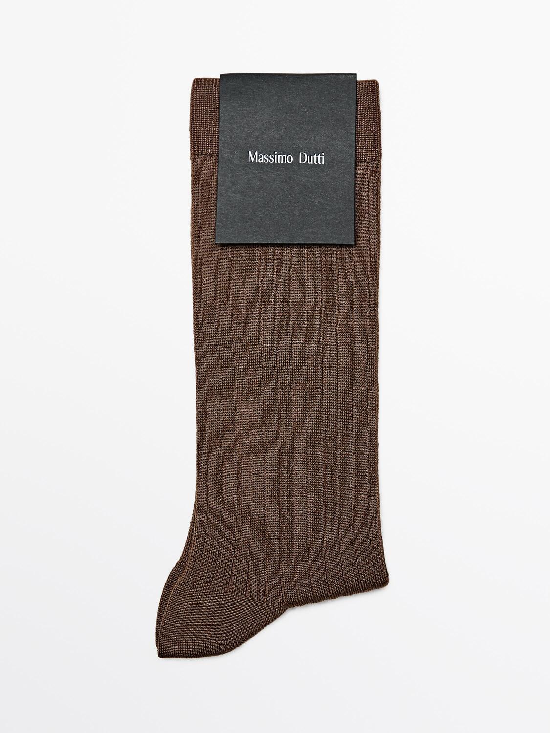 

Носки из ребристого смесового шелка Massimo Dutti, Mole Brown