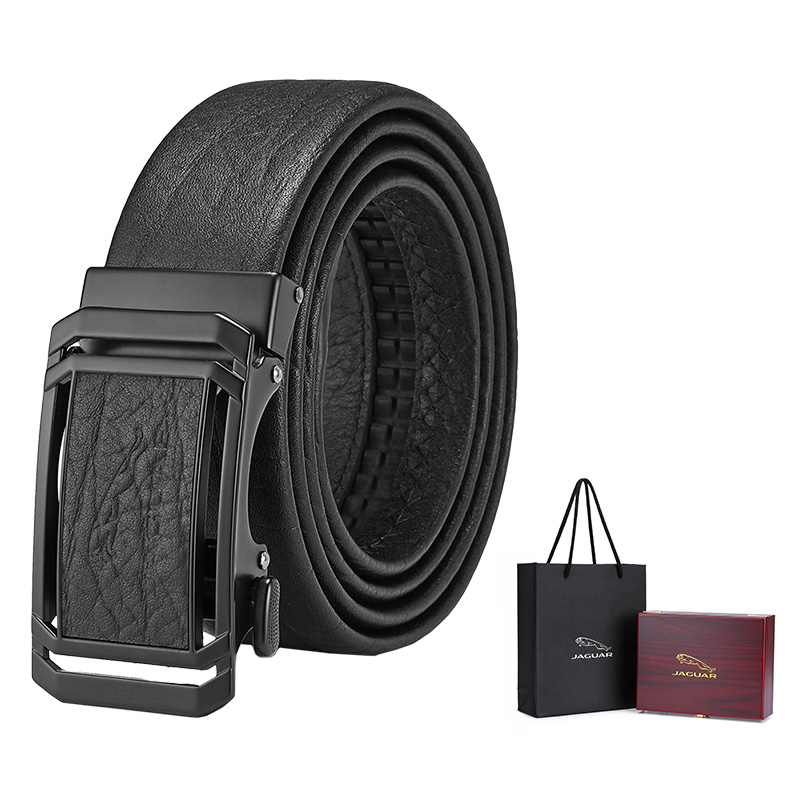 

JAGUAR Мужской кожаный ремень из натуральной воловьей кожи черный шириной 3,55 см, Premium Wooden Box Set