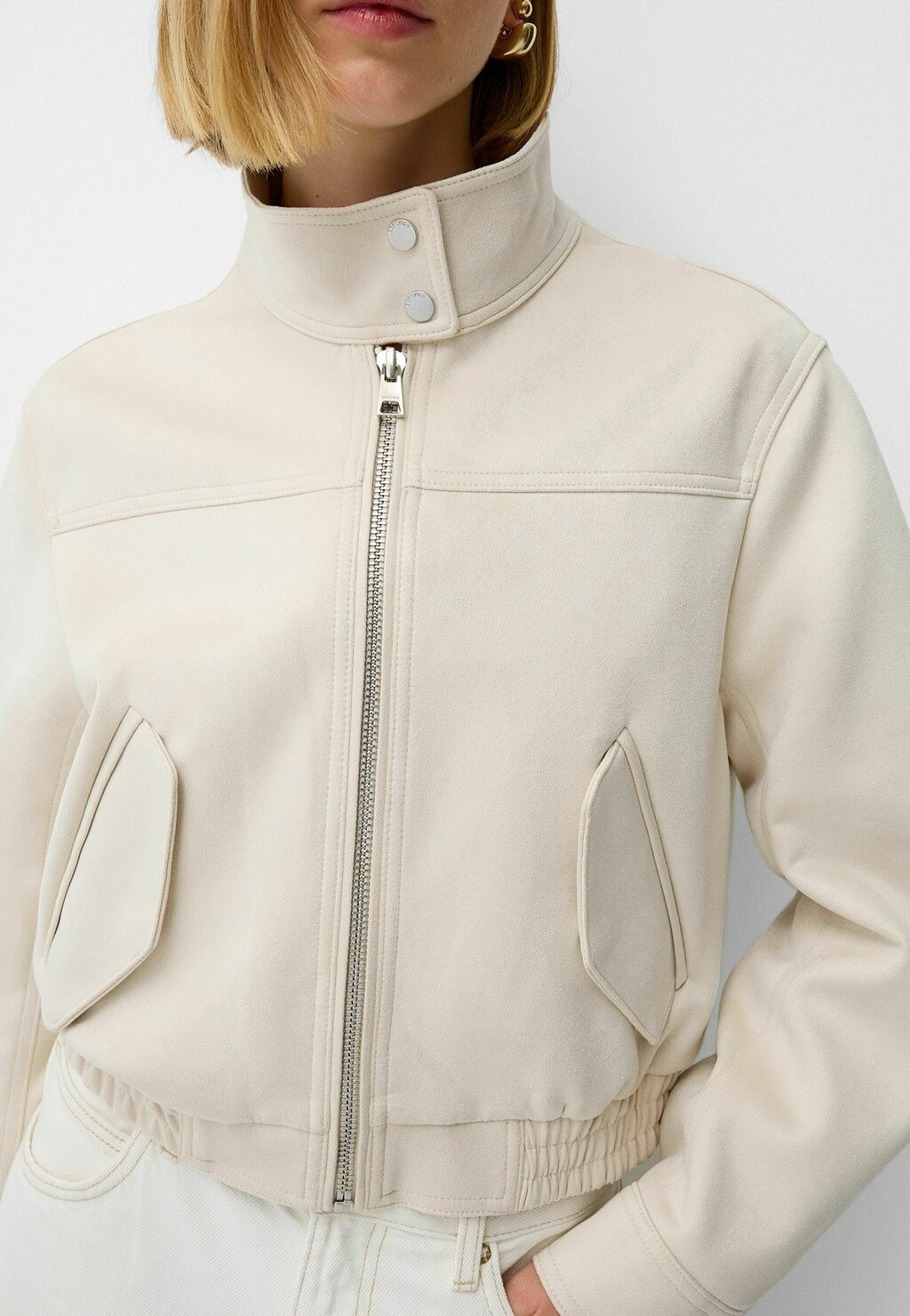 

Куртка из искусственной кожи SUEDE Bershka, бежевый