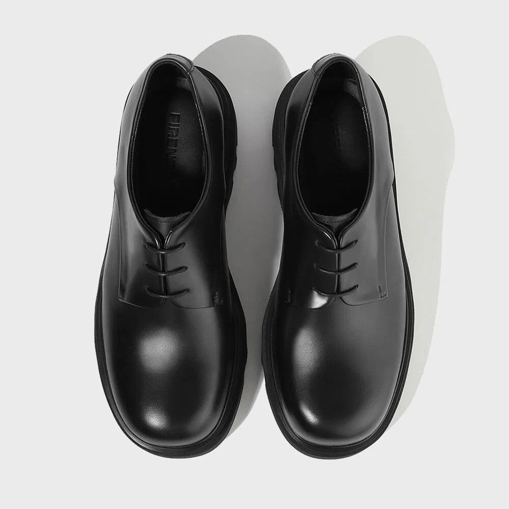 Мужские блестящие чёрные дерби Firenze.A Vibram Vi-Lite с двойной подошвой
