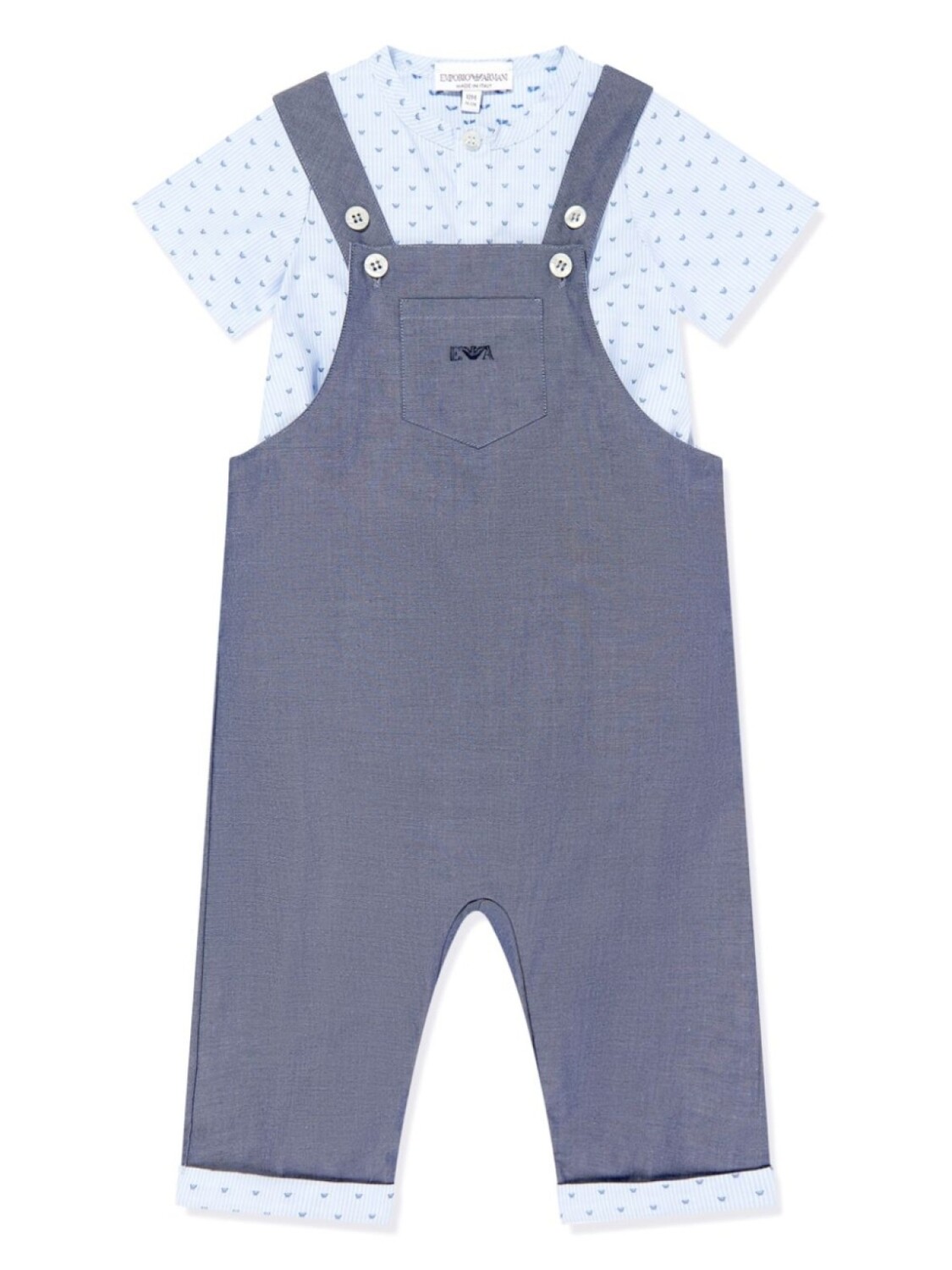 

Комплект из комбинезона, шапки и нагрудника с логотипом Emporio Armani Kids, синий