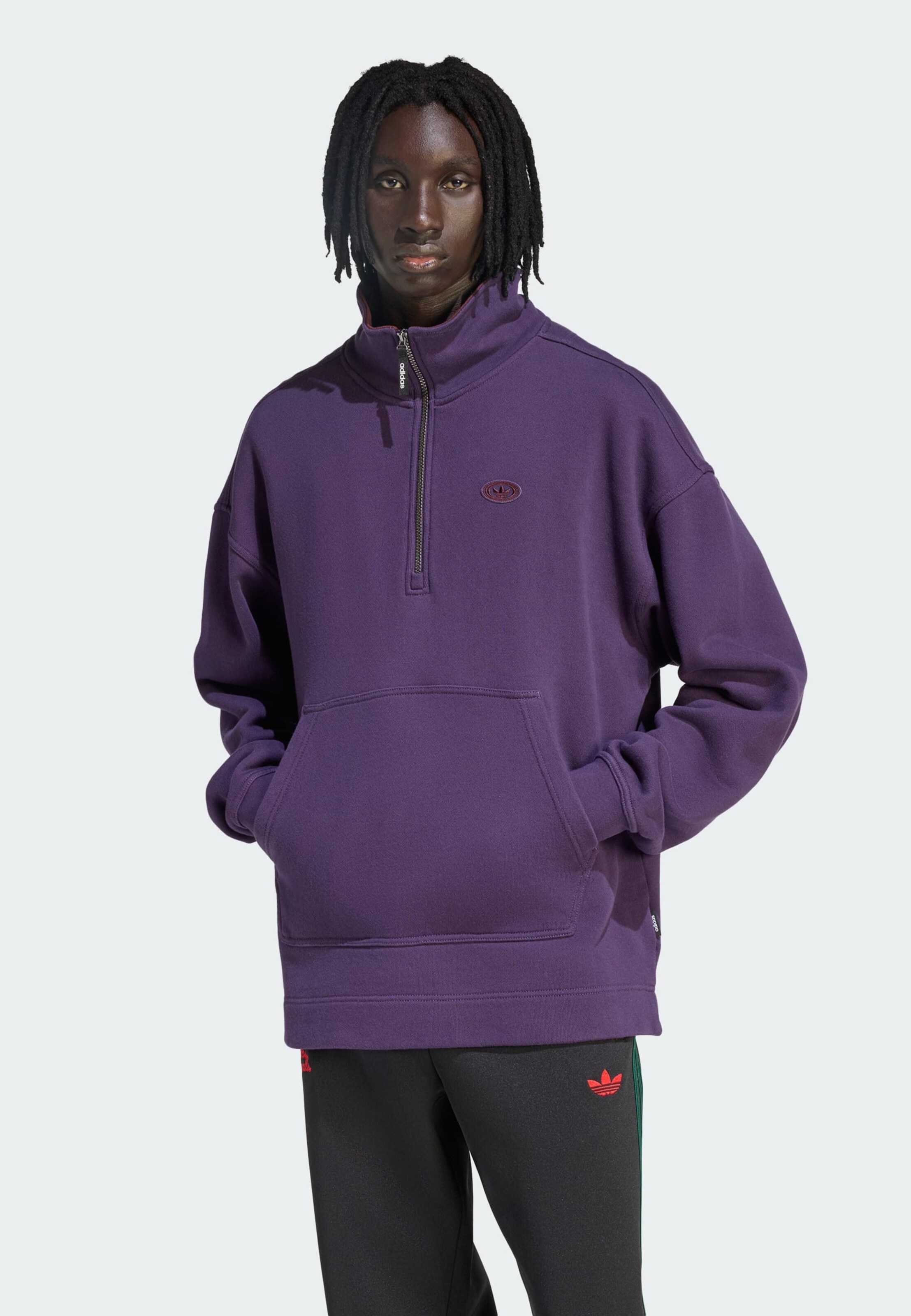 Adidas Originals Свитшот '90s ALTERNATIVE SPORT HALF ZIP GRAPHIC FLEECE в цветах Цикламен, Блэкберри — фото 2