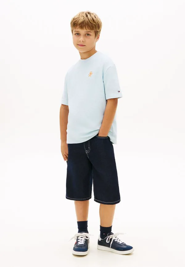 Футболка из саржи с вышивкой логотипа, базовая футболка Tommy Hilfiger, Keepsake Blue — фото 2
