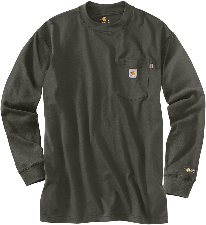 

Carhartt мужская огнестойкая футболка Force Cotton с длинным рукавом, Olive