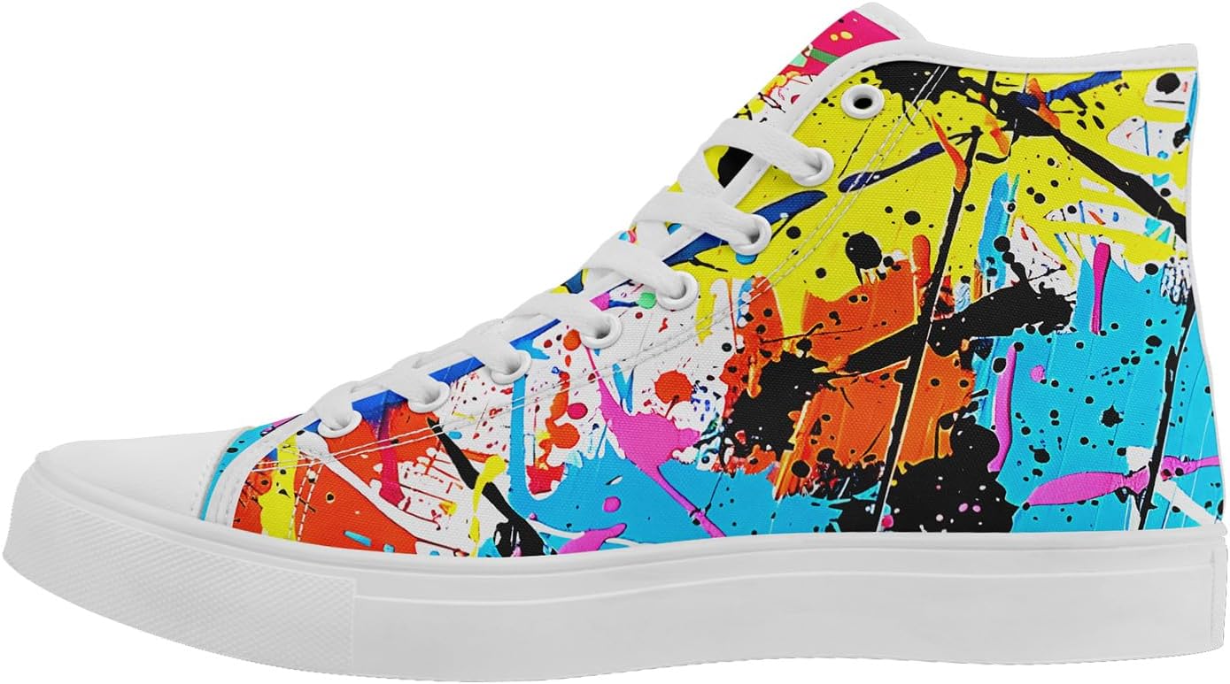 

Модные высокие кеды-граффити для мужчин и женщин, легкие стильные текстильные кроссовки, плоская подошва, дышащая обувь для студентов Coolcustomize, белый/синий/желтый/оранжевый