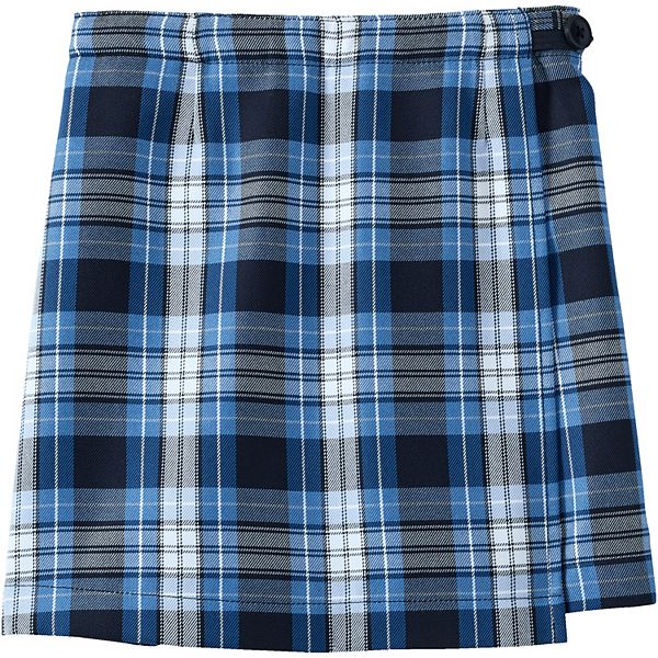 Детская плиссированная юбка-шорты a-line Lands' End, Clear Blue Plaid — фото 2