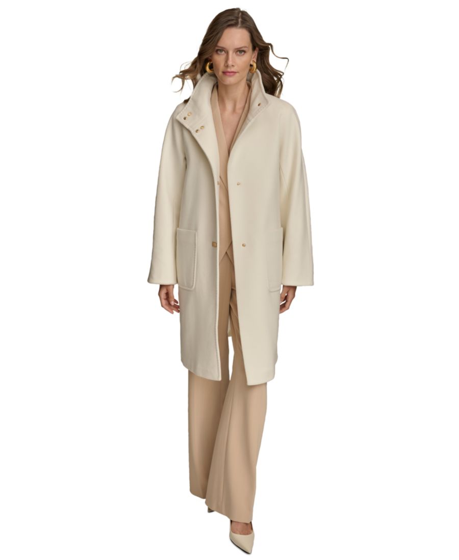 

Женское однобортное пальто со стоячим воротником Donna Karan New York, Ivory
