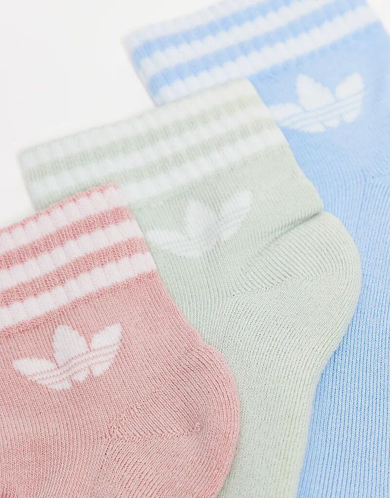 Носки adidas Originals adicolor Trefoil, 3 Пары, пастельные тона — фото 3