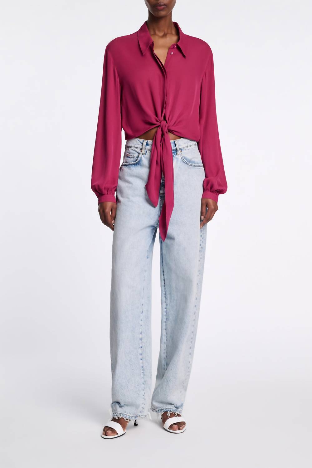 

Полупрозрачная блузка с крученым узором в ягодном оттенке DOROTHEE SCHUMACHER, Berry