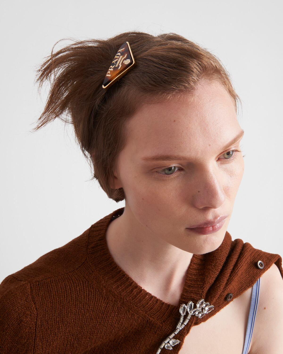 Заколка для волос из плексигласа и металла Prada, оранжевый — фото 2