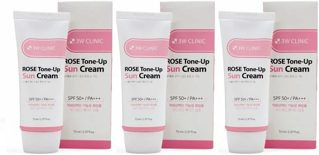 Солнцезащитный крем 3W CLINIC Rose Tone Up Sun Cream SPF50+ PA+++ 70 мл x 3 Ekel