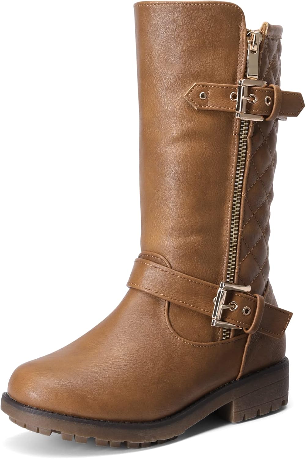 

DREAM PAIRS Детские сапоги до колена с утеплителем из искусственного меха для зимы, для мотоциклетной езды, для малышей/маленьких детей/подростков, Tan